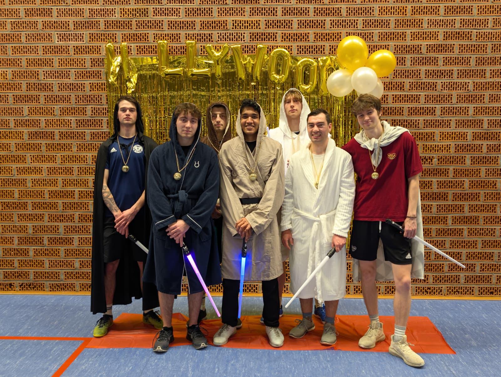 Drienerlo members dressed up after a themed football event