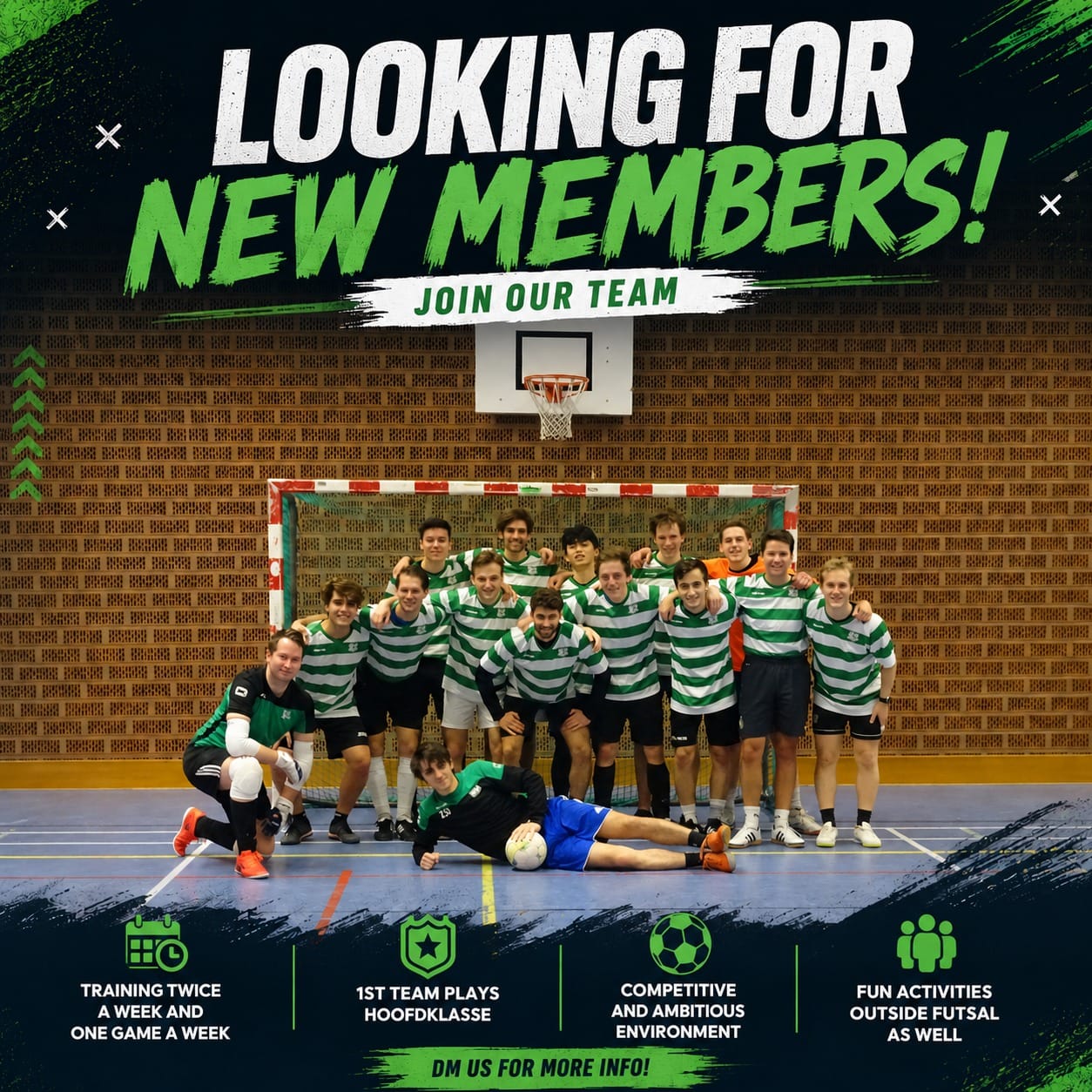 V.V. Drienerlo futsal team photo — looking for new members, join our team
